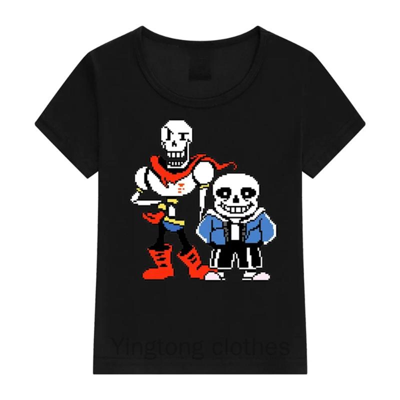 Undertale Sans and Papyrus T-Shirt Kids Clothing Crew Neck Top Casual Printed Graphic Short Sleeve Pixel Graphic Womens Y2K Top