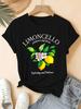 Fruit Letter Short Sleeve Lemon English Letter Round Neck Casual Cute Summer T Shirt Fashion Commuting Vacation Daily Versatile Retro Style Top Multip