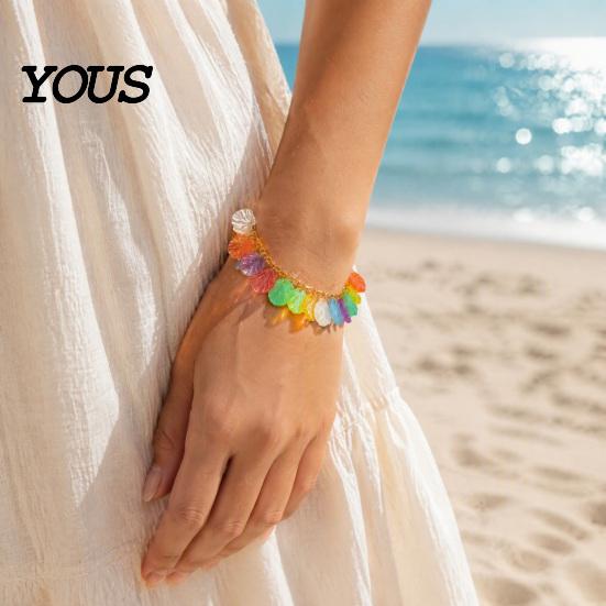 Boho Island Style Jewelry Ocean Charm Bracelet for Women, Colorful Scrolled Shell Adjustable Anklet Women Bracelet, Summer Beach Holiday Vacation