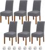 Flexible Removable Grey Chair Covers for Dining Room Living Room 6pcs