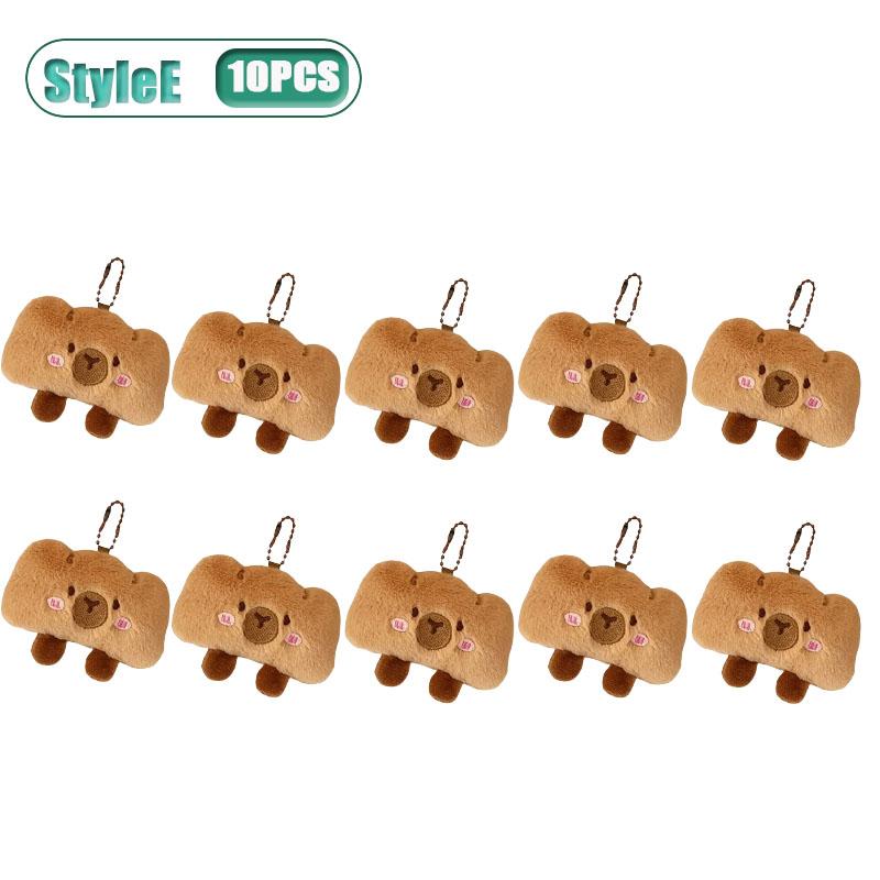 1-10PCS Adorable Capybara Plushie Keyring Funny Bread Topper Anime Style Fluffy Hanging Toy Cute Food Decor For Teens