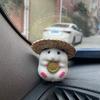 New Cute Eating Straw Hat Hamster Car Accessories Car Toy Center Console Decoration Car Interior Decoration Pendant