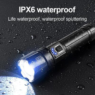 Leistungsstarke LED-Taschenlampe, wiederaufladbare Taschenlampe, Beleuchtung, 1500 m, taktische Laterne, extrem leistungsstarke Taschenlampe mit USB-Aufladung