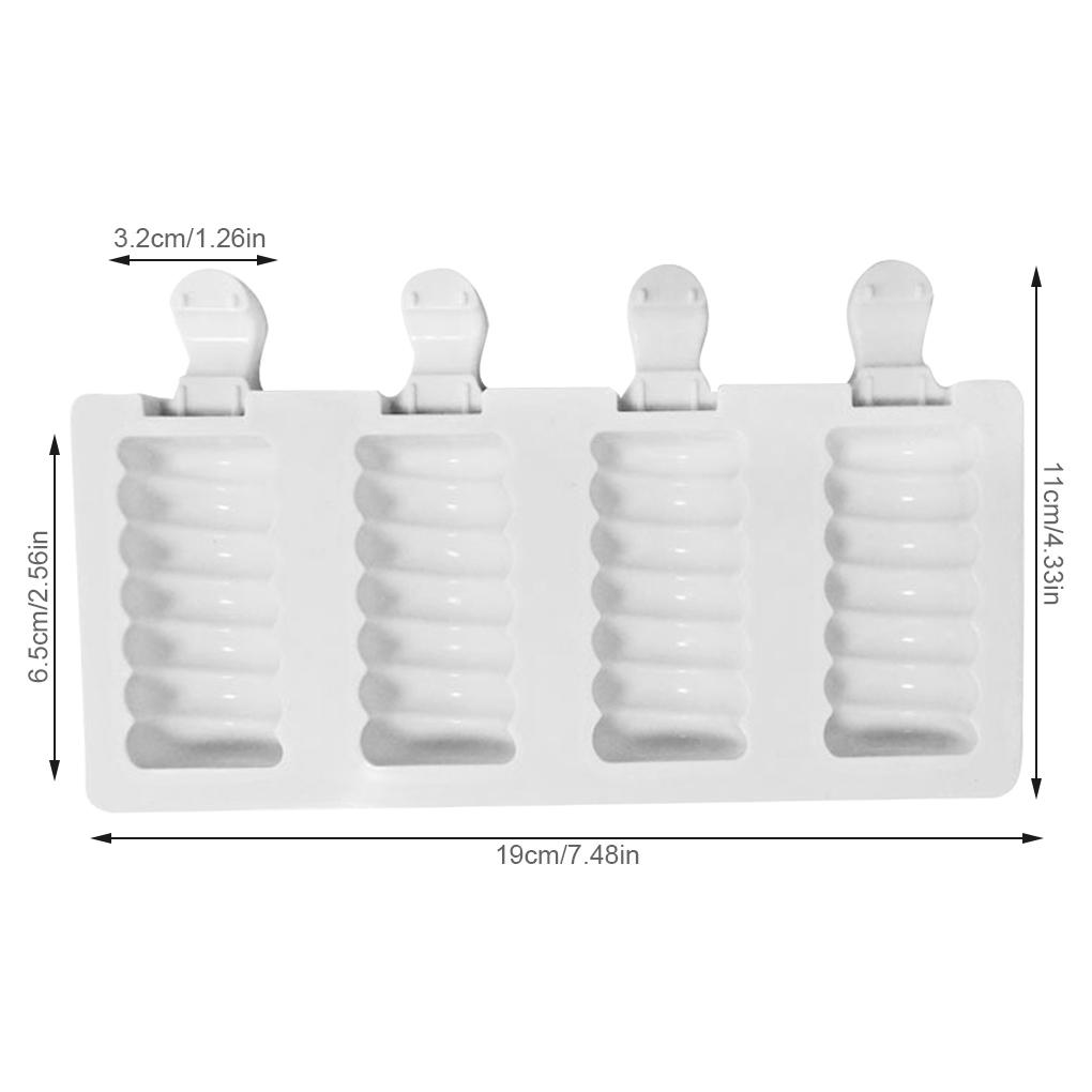 Ice Cream Mold Silicone 4 Slots Ice Cube Tray Heat-resistant Non-stick DIY Making Mould Bakeware