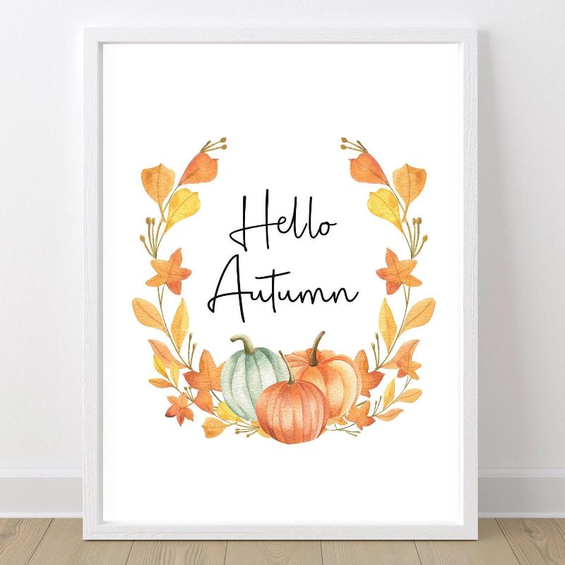 Pumpkin Spice PosterPrint Autumn Home Decor Pumpkin Coffee Latte Poster Seasonal Wall Art Fall Home Decorations Wall Art