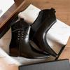 Fall New Inner Increase Single Heel Boots Women's Square Head Sleeve Rivet Butterfly Knot Comfortable Short Boots