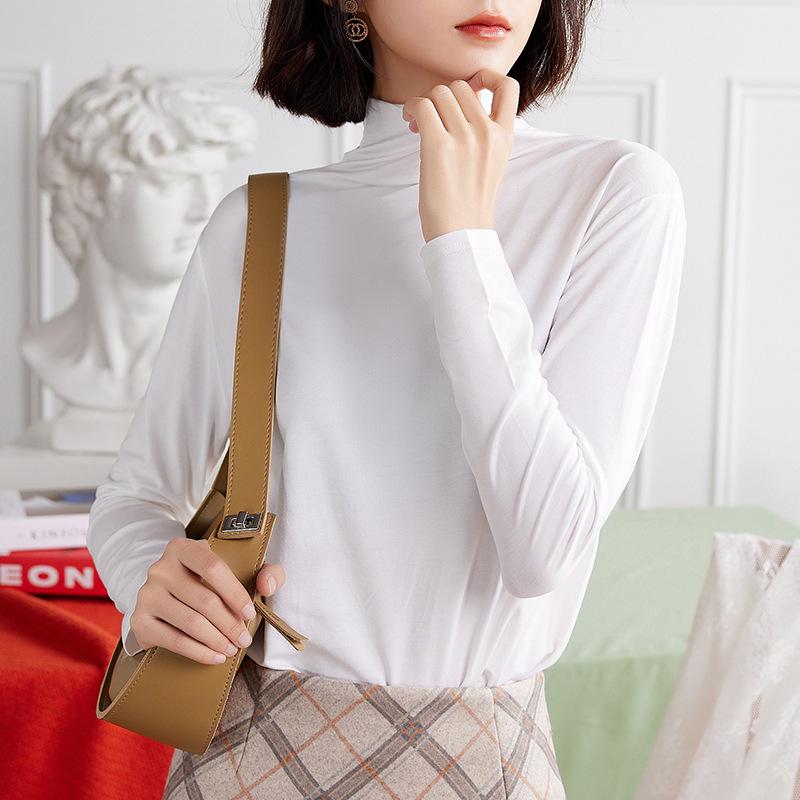 Women's Modal Long-Sleeve Round Neck Shirt, 2024 Autumn/Winter, High-End Fashionable Innerwear