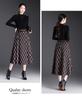 Spring 2026 High-Waist Grid Pleated A-Line Midi Skirt