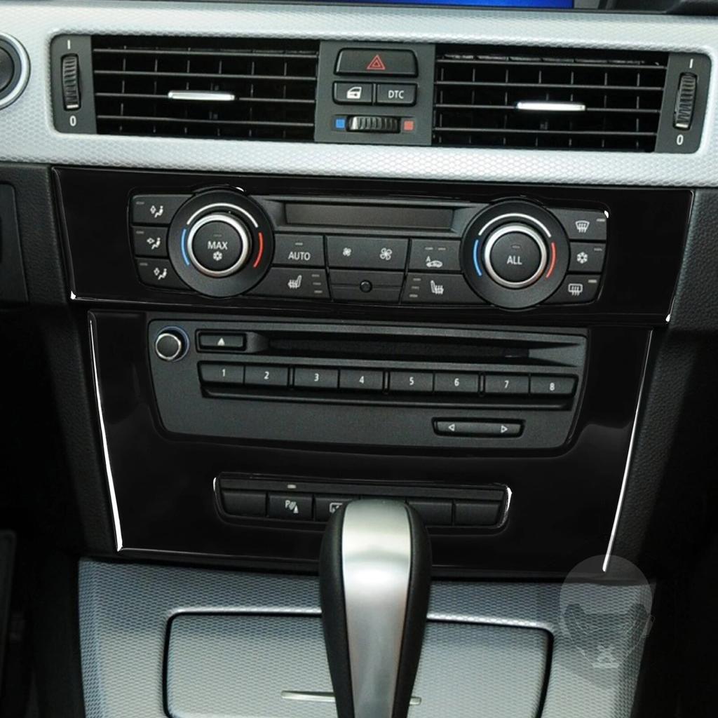 For Bmw 3 Series 2005-2012 E90 E92 Piano Black Air Conditioner CD Control Panel Plastic Cover Car Interior Accessoriers Sticker