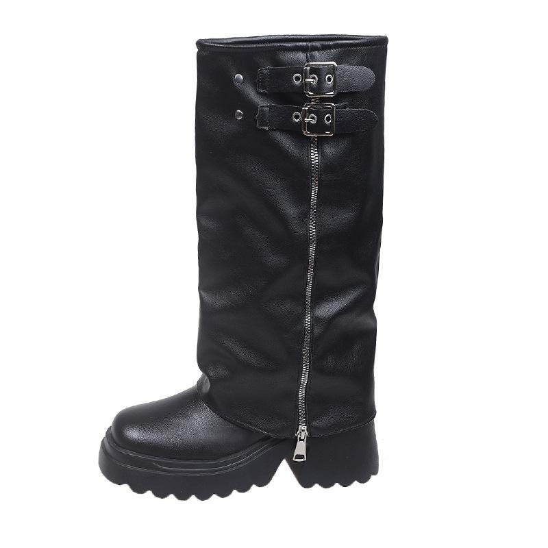 Thick-soled boots women's 2025 autumn and winter new models, but knee boots, small trouser boots, women's muffin-bottom knight boots