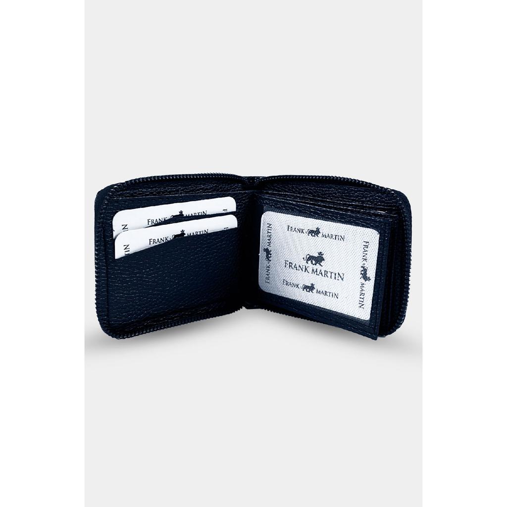 Stilvolles schwarzes Kartenetui aus Leder mit originellem Geldfach mit Reißverschluss und Geschenkbox