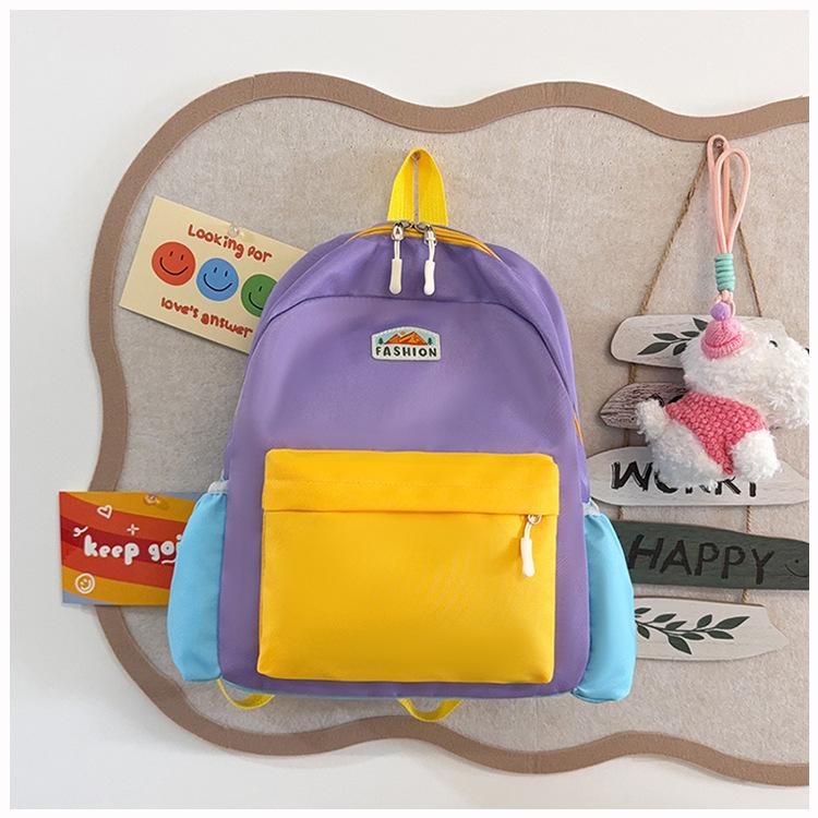 Schoolbag new children's high-value contrasting color foreign style schoolbag kindergarten trend lightweight leisure outdoor waterproof backpack