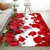 Golden Red Rose Print Home Decor Carpet Washable Floor Mat for Living Room Bedroom Kitchen Non Slip Sofa Coffee Table Area Rug