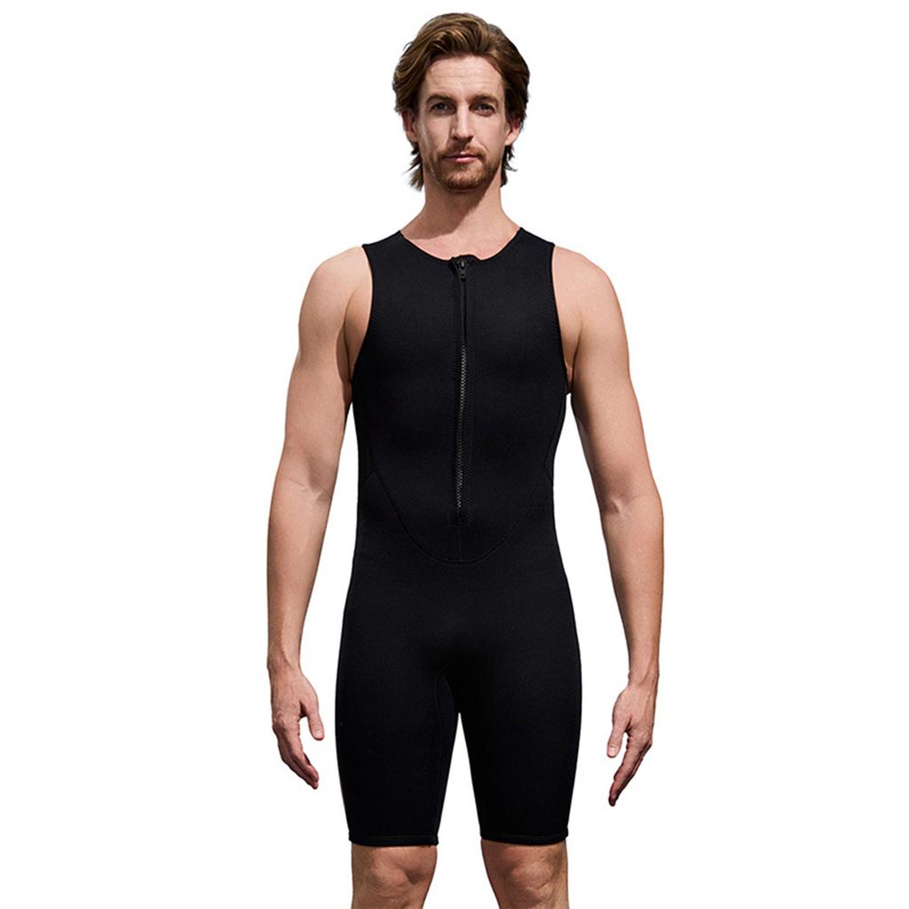 2MM Short Sleeveless Wetsuit Front Zip Diving Suit for Men Swimming Snorkeling Surfing Water Sports