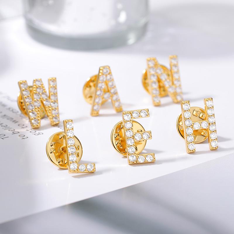A-Z Letter Brooches For Women Initial Name Brooch Pins For Suit Shirt Collar Accessories   Brooch Jewelry