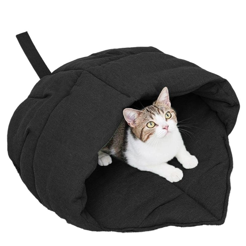 Leaf Cave Pet Bed Small Dogs Cats Soft Washable Indoor Bedding Cave Sleep Bag Indoor Pet чёрный