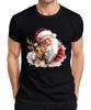 Weihnachtsmann mit Rentier Umarmung Weihnachten Aquarell Vintage Herren T-Shirt