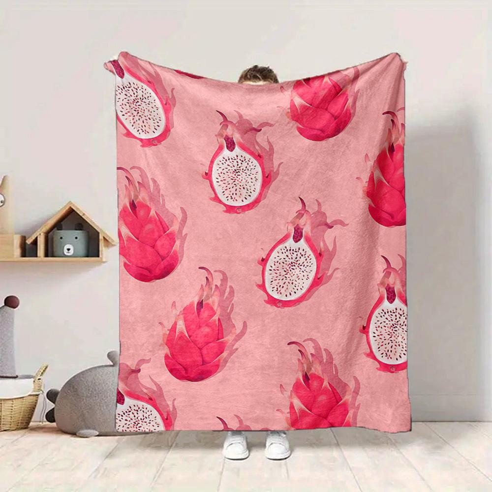 1pc Dragon Fruit Pattern Print Blanket   Lightweight Flannel Throw Blanket For Sofa, Bed, Living Room, Office, Outdoor Travel, Camping