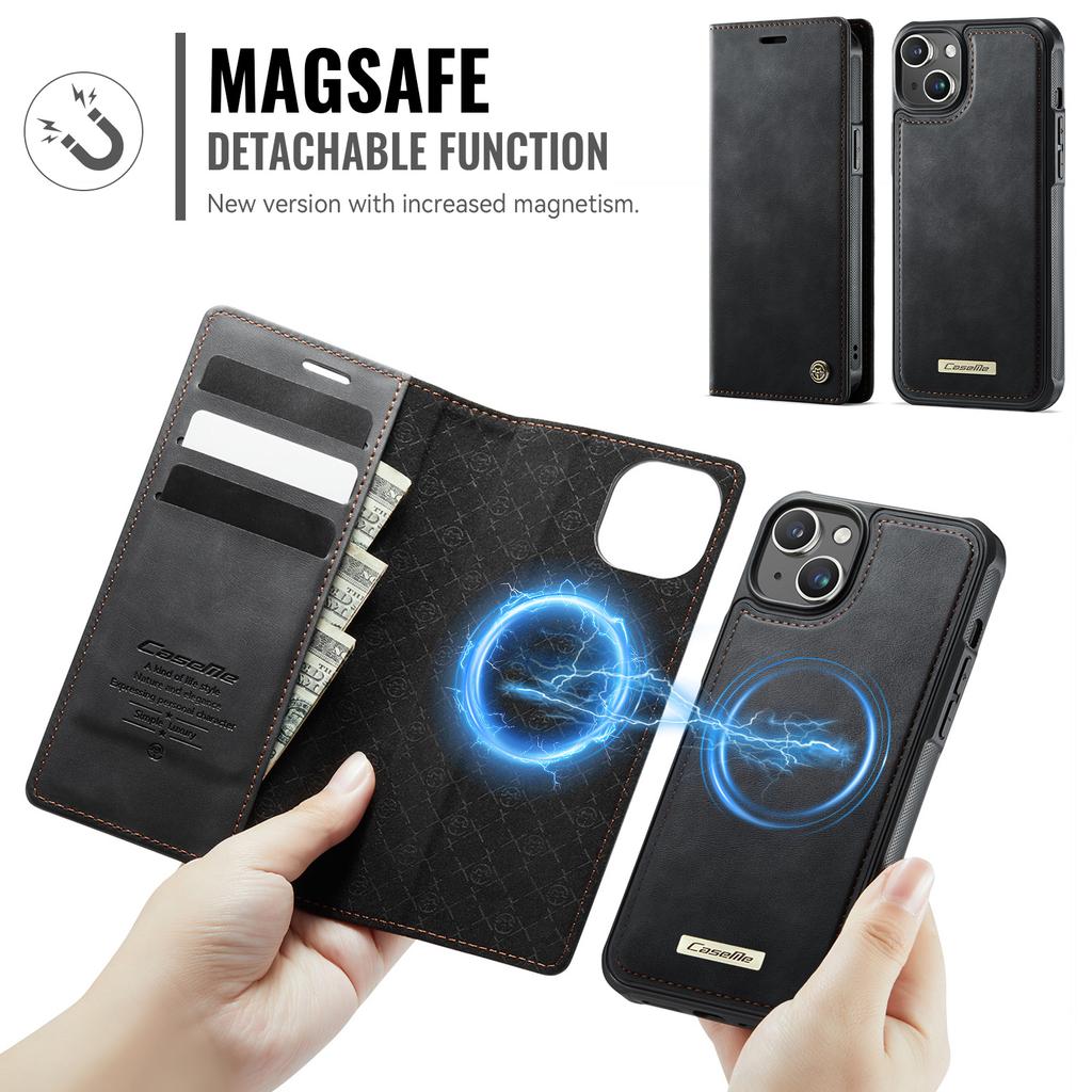 For iPhone 14 Plus/iPhone 15 Plus Case CASEME C49  Compatible with MagSafe RFID Blocking Detachable Wallet Leather Phone Cover
