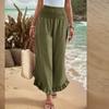 Women's Color Elastic Waist Slim Casual Pants Loose Pant Length