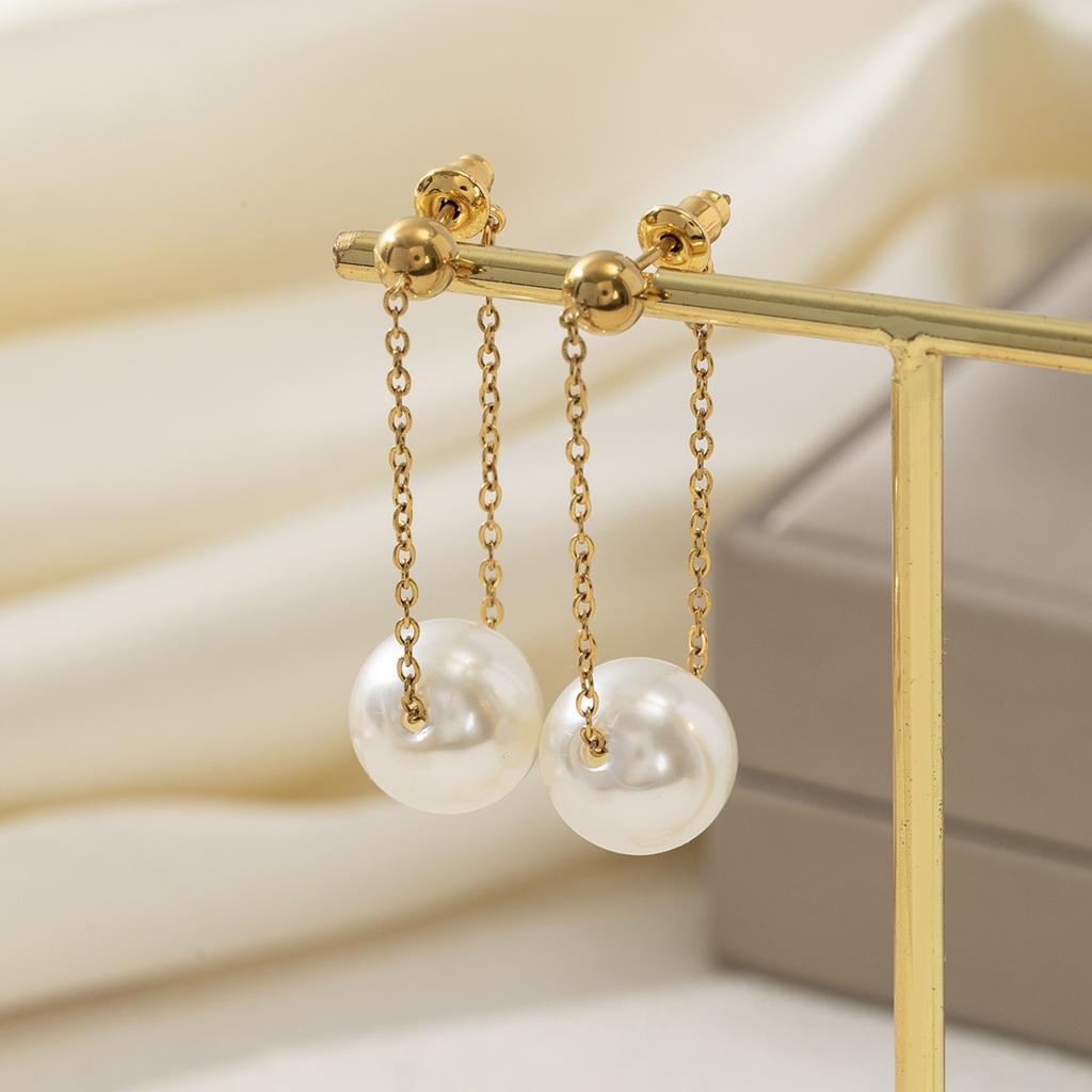 French Large Pearl Long Tassel Earrings Women European American Niche Fairy High-end Temperament Ear Jewelry Gift