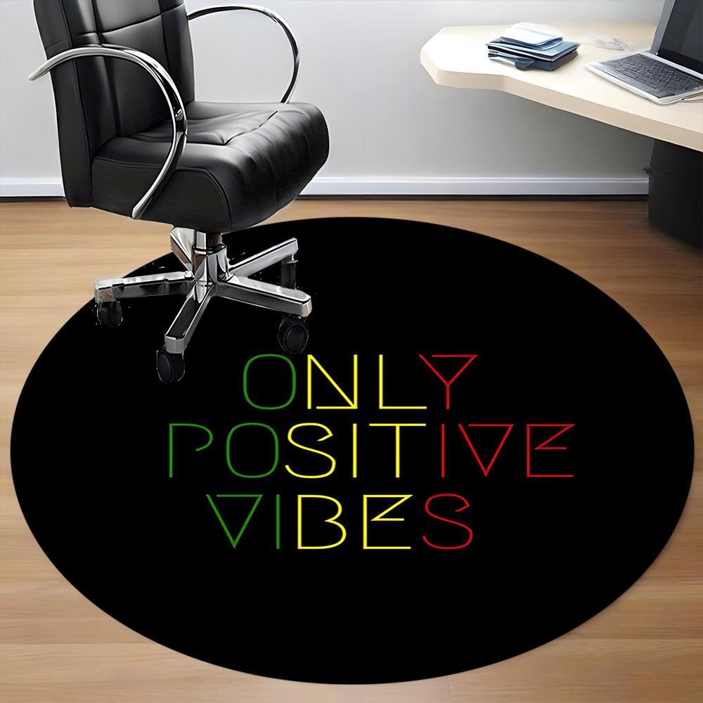 1pc Positive Vibes Chair Carpet for Office Non Slip, Lightweight, Machine Washable Rug for Office Holiday Decor