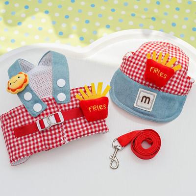 Pet Chest and Back Dog Leash Set, Four-season Cat and Dog Clothes, Outdoor Sun Hat, Cat