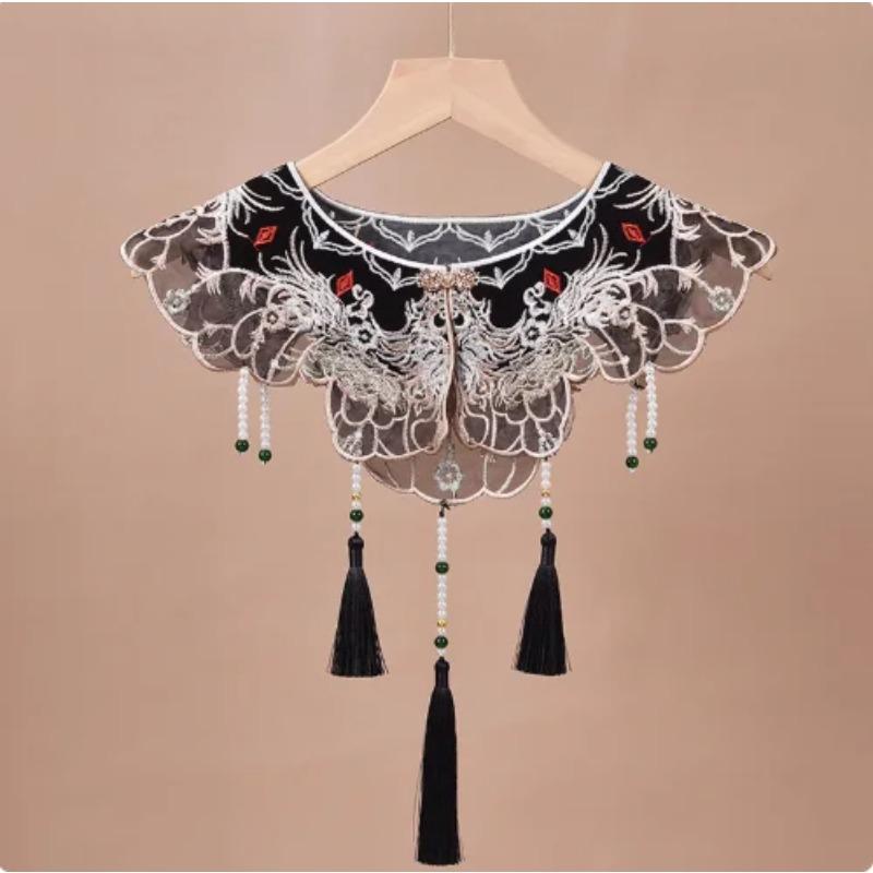 

Китайский стиль вышитый накладной воротник с кисточками шаль