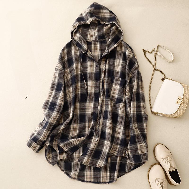 

Dimanaf 2025 Большие размеры Новые женские блузки Весна Базовая свободная клетчатая рубашка с принтом Длинные рукава Винтажные рубашки Топы Футболки One Size красный