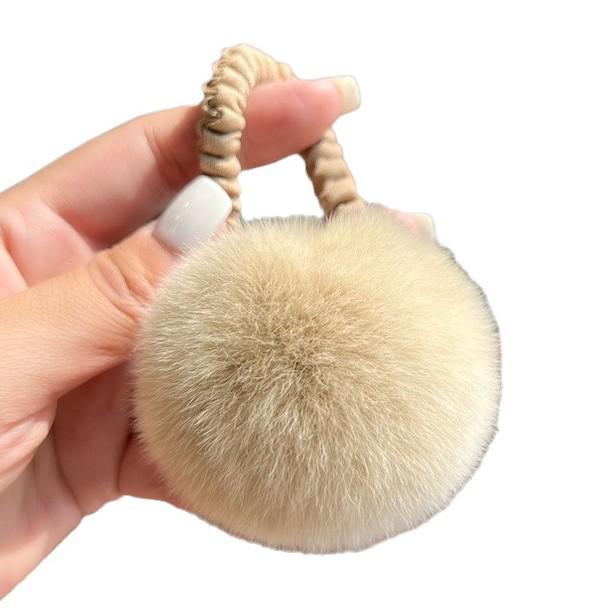 Faux Rabbit Fur Pom-Pom Elastic Hair Tie - Cute, Versatile Plush Accessory for Women