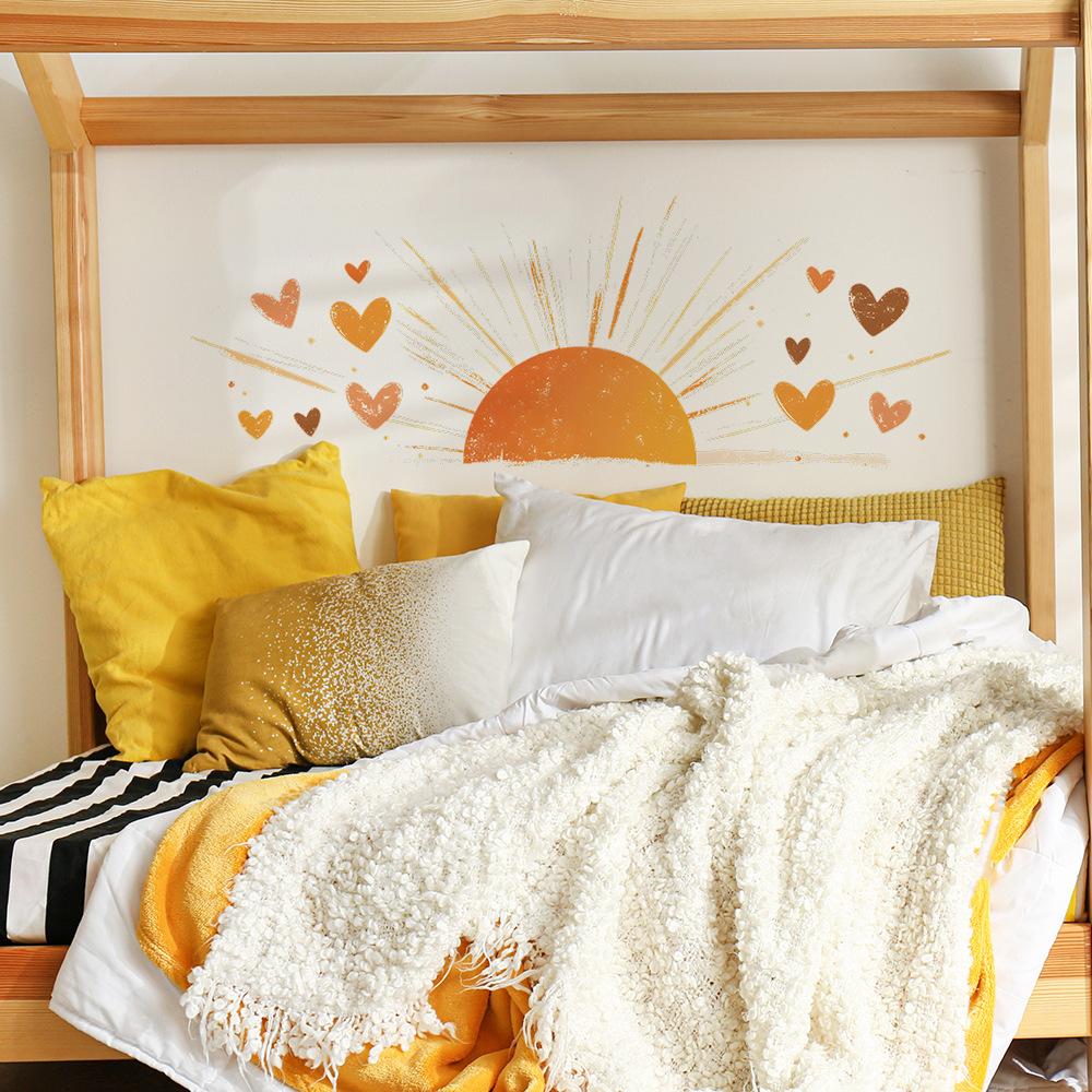 Sun Heart Pattern Wall Stickers for Bedroom Living Room Home Wall Background Decoration
