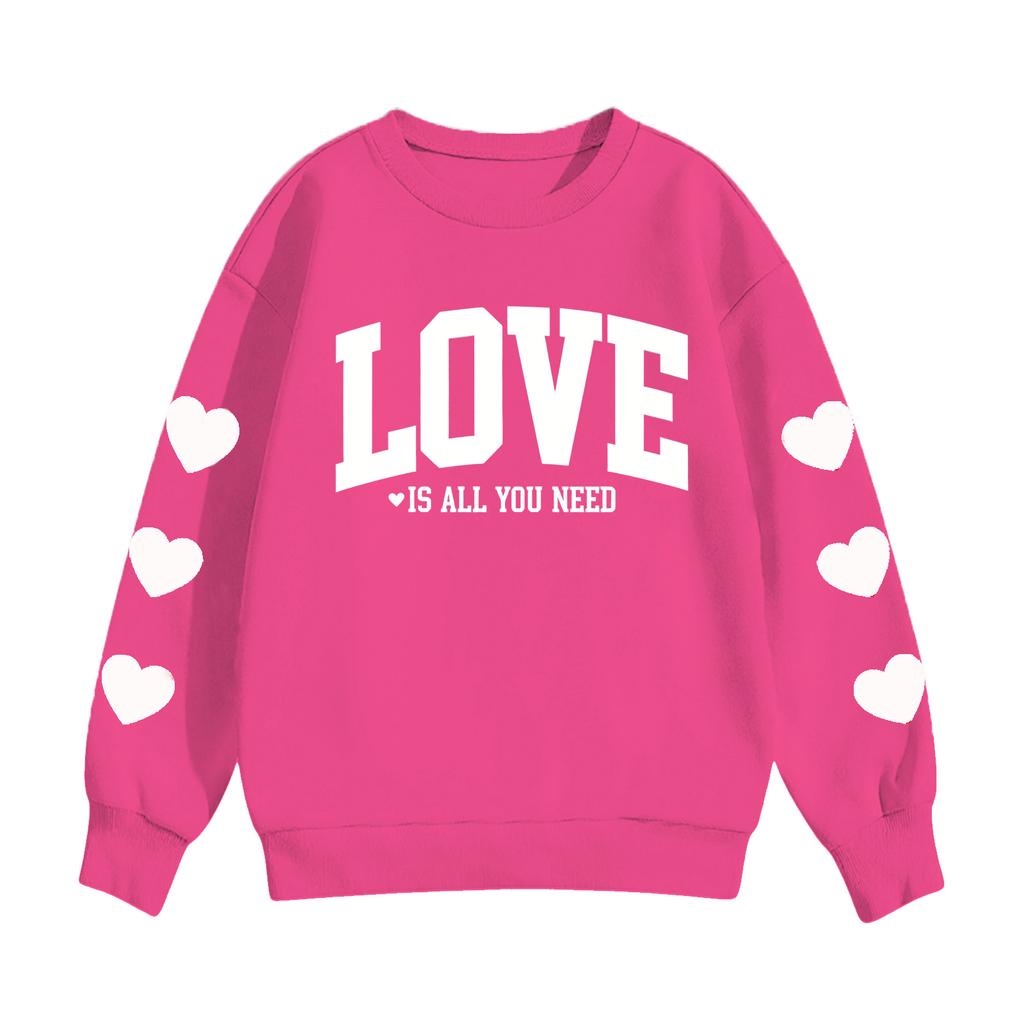 Felpa con cappuccio e stampa per bambini, girocollo casual, manica lunga