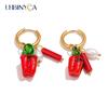 Handmade 2in1 Chili Pearl Drop Earrings for Women Colorful Dopamine Hypoallergenic  Jewelry Stainless Steel 18K Gold Plated Hoop