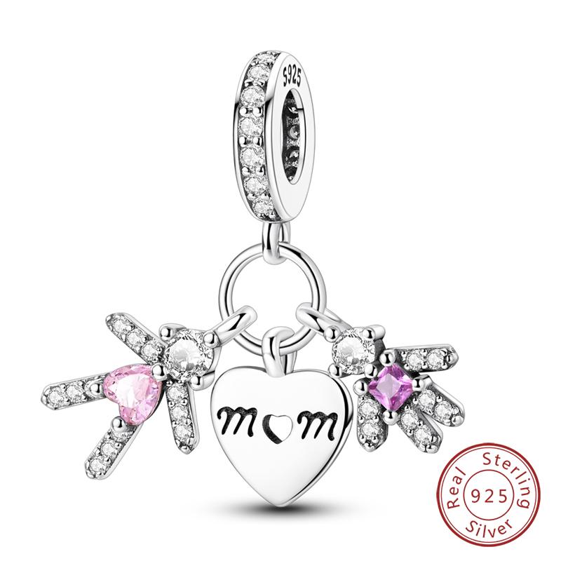 Mother'S Day Copper Pink Heart Shape Embrace Mom Charms Pendants Fit Qikaola Original Bracelet Diy Jewelry Gift