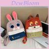 Cartoon Fox And Bunny Plush Backpack With Large Capacity For Kids And Students