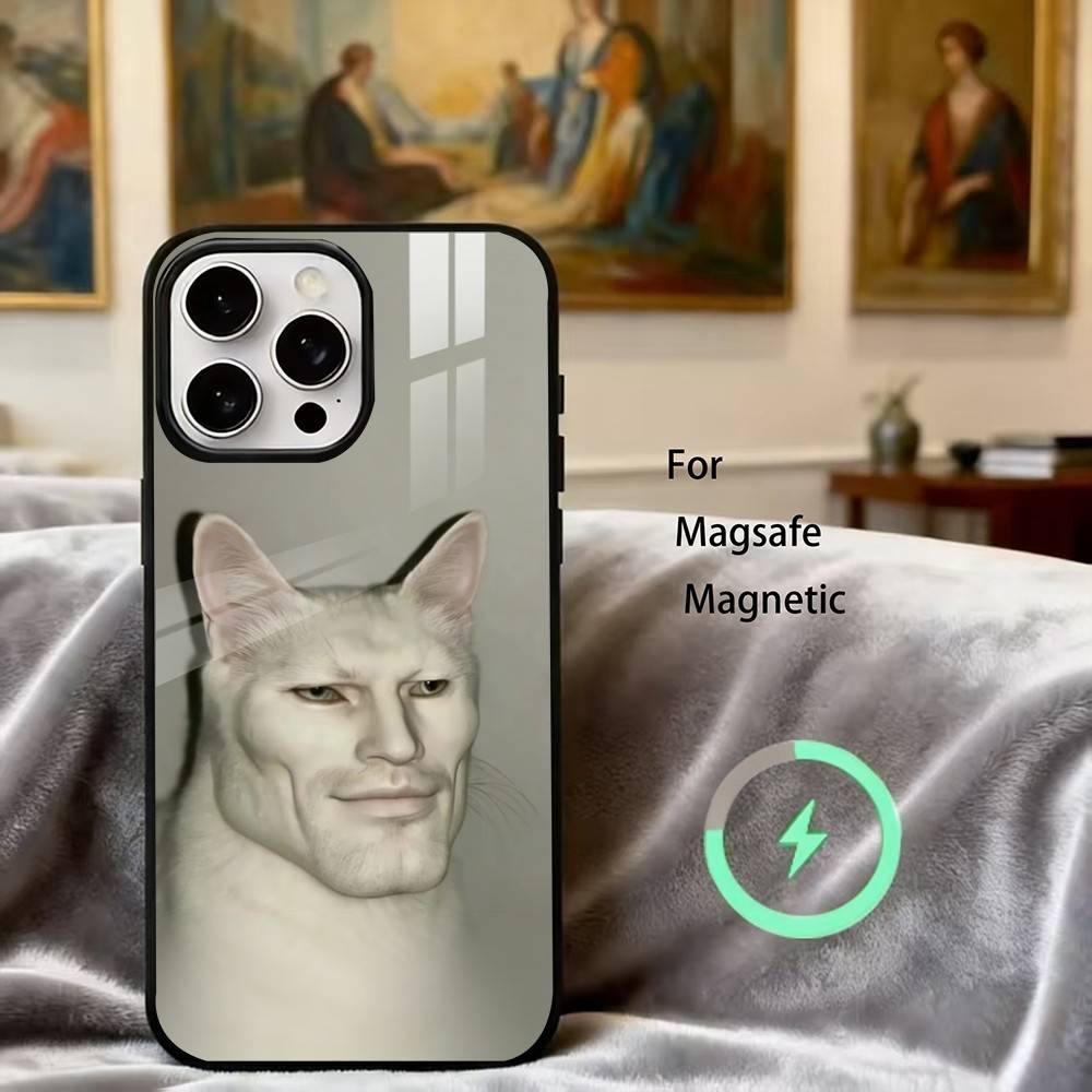 

F-Смешной C-Кот Чехол для телефона для iPhone17,16,15,14,13,12,11 Plus,Pro Магнитный для Magsafe Беспроводной зарядки iPhone16PRO