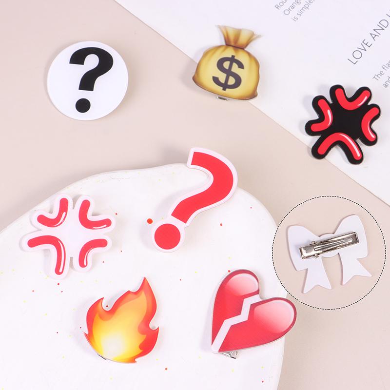 Angry Expression Drop Hair Clip Heartbroken Acrylic Hair Clip Funny Side Clip