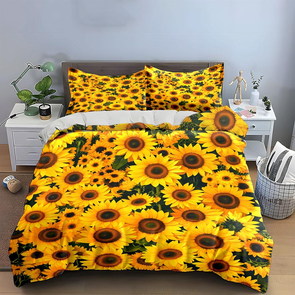Sunflower Pattern Three-Piece Set Multiple Sizes Kid'S And Adults' Bedroom Exquisite 3Pc Bedding Set, Gift