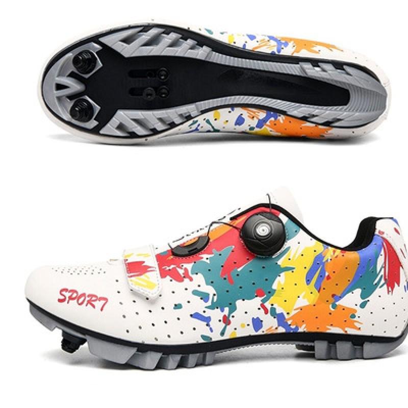 Chaussures de Cyclisme Unisexe Route VTT Vélo d'Intérieur Semelle Rigide Respirantes Plates Compatibles SPD