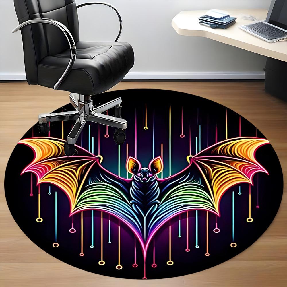 1pc Neon Bat Print Chair Carpet for Office Non-Slip, Machine Washable Rug for Office, Room - Holiday Decor, Machine Made yy251016134