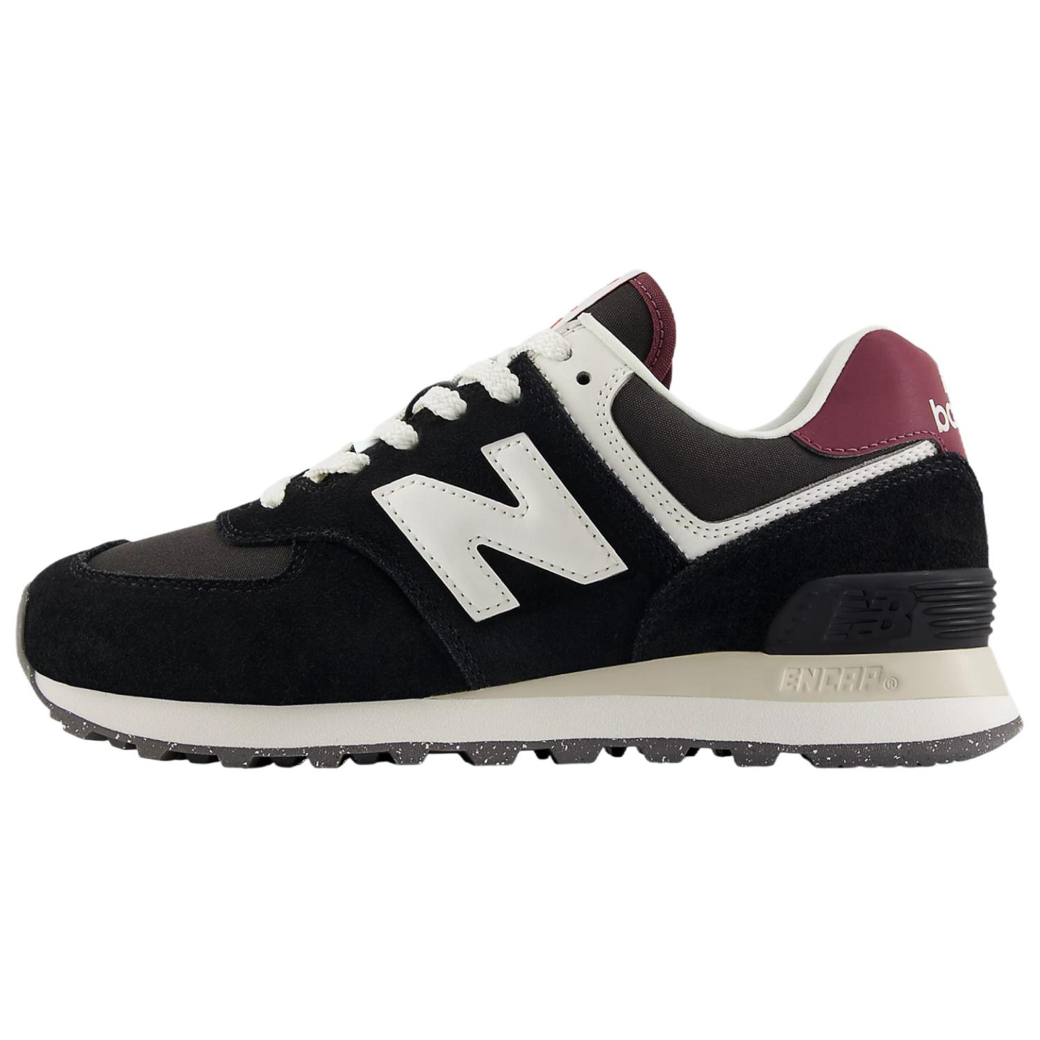 

New Balance 574 Черно-белые бордовые женские кроссовки WL574WBE 37