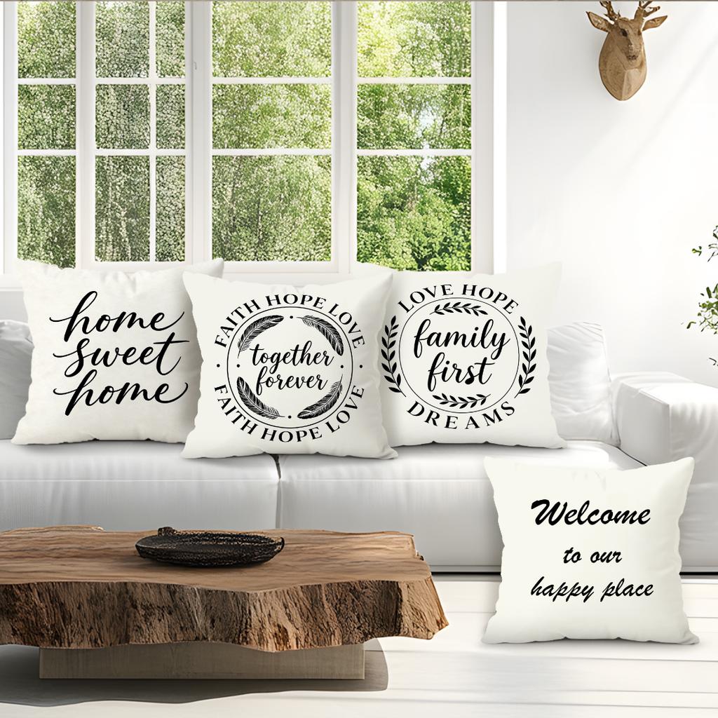 Sweet Home Cushion Pillowcase Printed Polyester 40/45/50cm Throw Pillowcover Decorative Sofa Cushion Pillowslip Home Decor