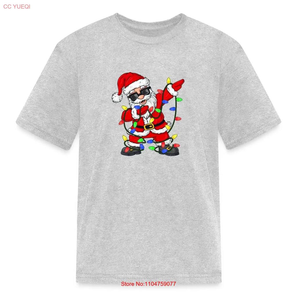 HOT Dabbing Santa Christmas Lights Funny Kids T Shirt vintage Washed Stylish Comfortable Stretched homme Unisex fashion