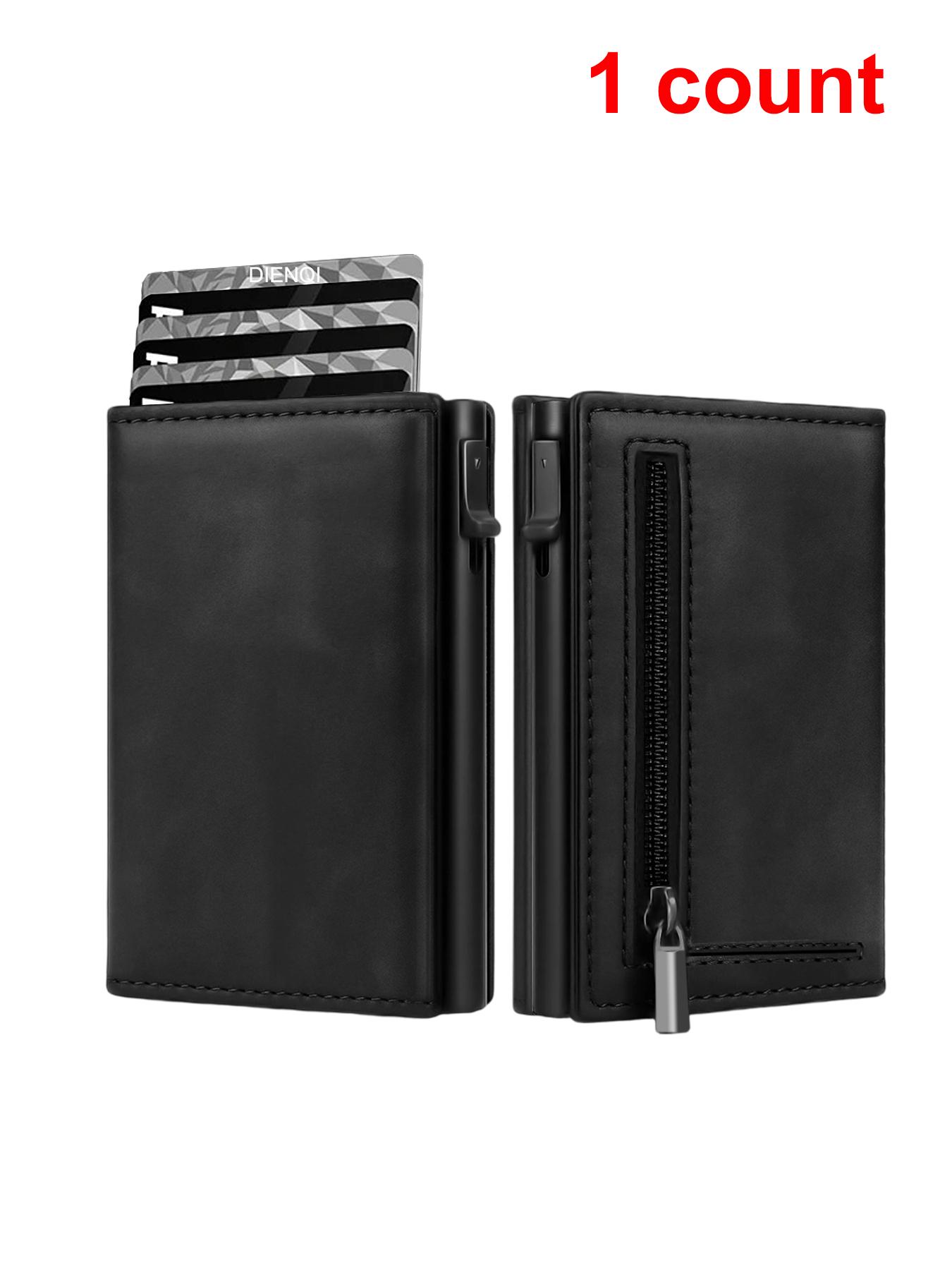 

Автоматические всплывающие визитницы, держатели для ID-карт, кошельки, мужской роскошный короткий металлический минималистичный кошелек, сумка для хранения карт, кошелек чёрный