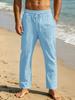 Men's White Linen Drawstring Pants - Relaxed Fit Summer Beach Trousers for Tropical Vacation and Resort Wear