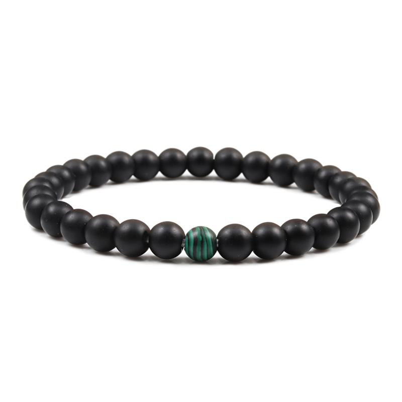 Hot Sale 2pcs/Set Couples Beaded Bracelets Tiger Eye Black Lava Natural Stone Beaded Bracelets Malachite Energy Elastic Jewelry