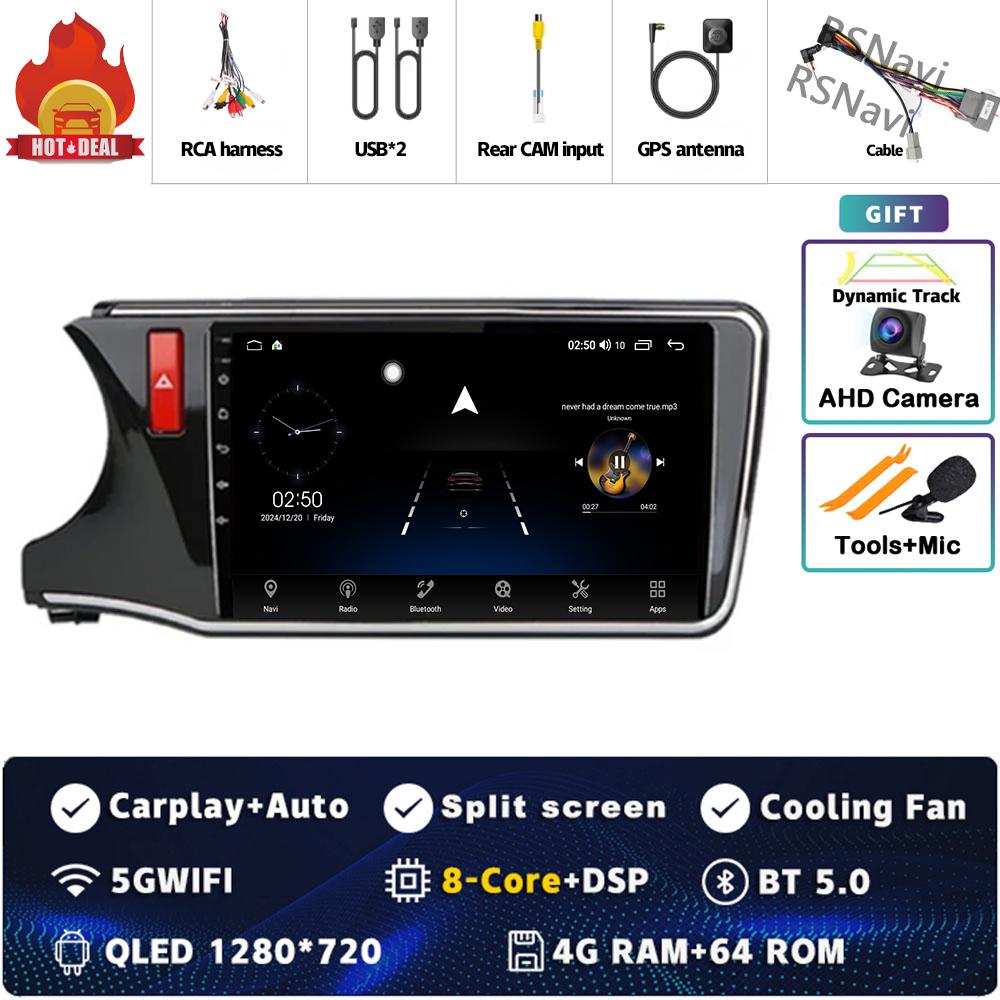 9" Android 14 Carplay Car Radio For HONDA CITY 2015 2016 2017 - 2019 Multimedia Video Player Navigation GPS Stereo 2Din DVD WIFI