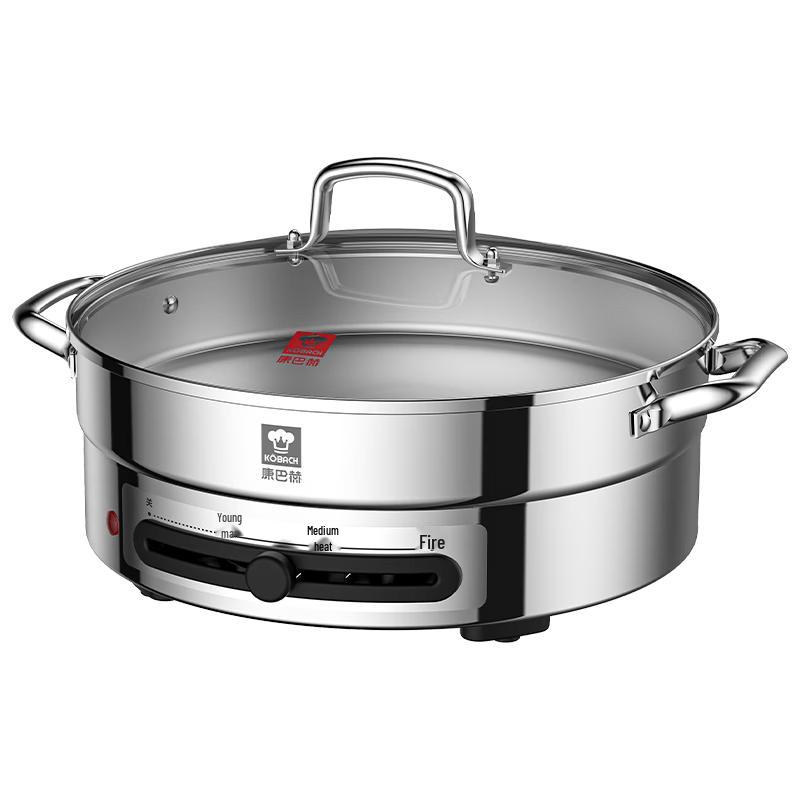 Kangbache 304 Stainless Steel Multi-function Electric Griddle & Frying Pan CN plug (adapter included)