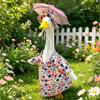 Floral Pattern Porch Dress Set for Geese Includes Dress Hat and Umbrella Suitable for Outdoor Use and Display Purposes Only