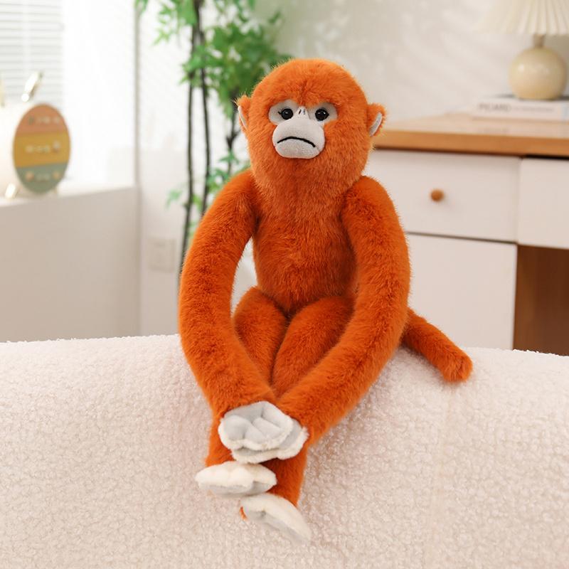 Golden Monkey Simulated Plush Toy Stuffed Long Arms Zoo Animal Fluffy Doll Brown Orange Appeasing Companion Gift